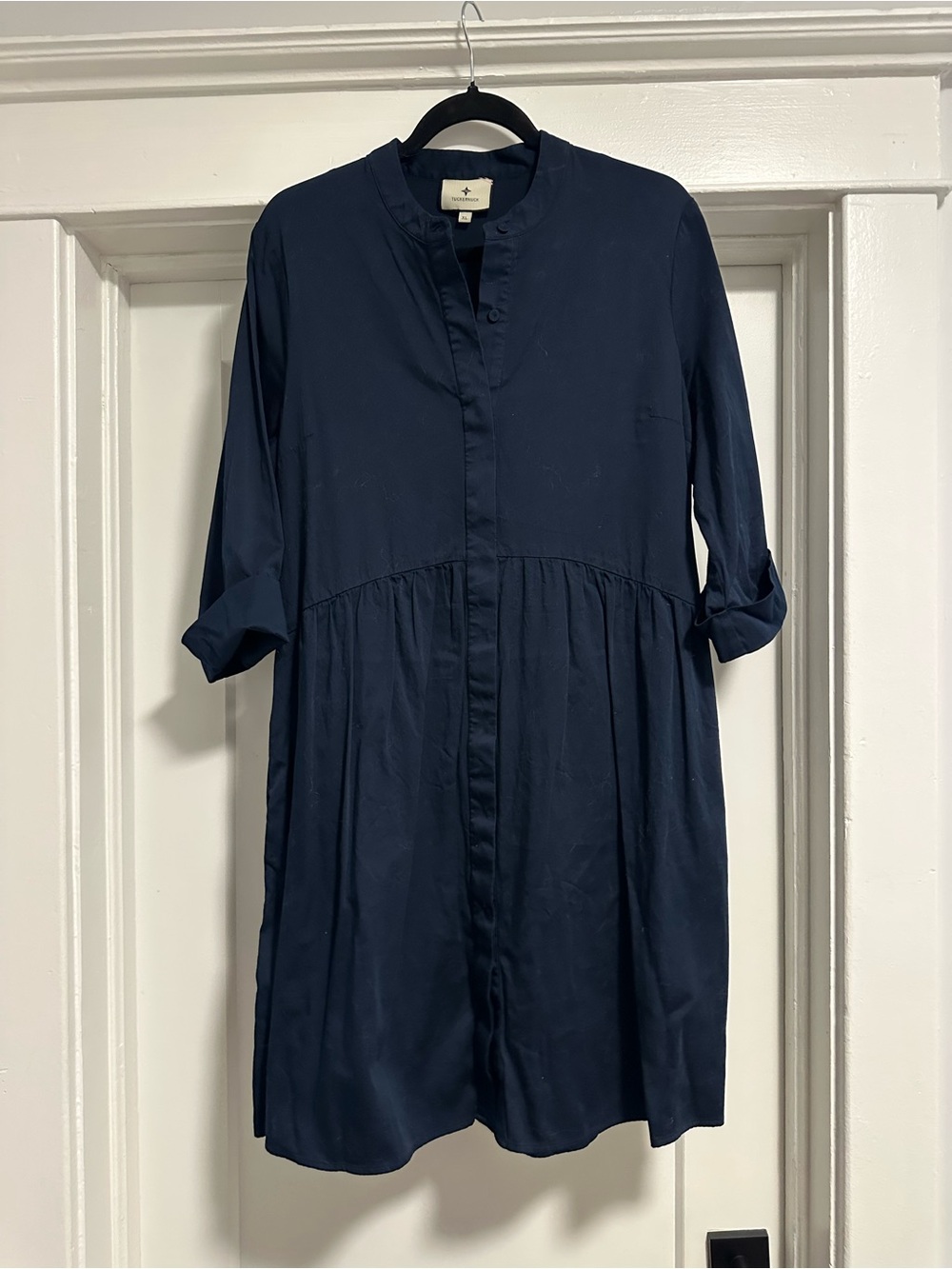 Tuckernuck Navy Button-Front Midi Shirt Dress
